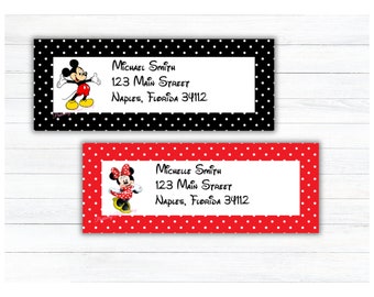 Mickey and Minnie Return Address Labels | Character Labels | Printable Digital Download