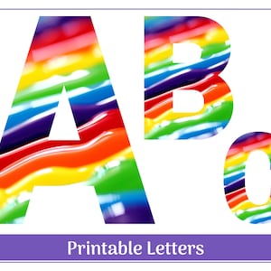 Peinture arc-en-ciel, lettres de l'alphabet de A à Z, chiffres de 0 à 9 | Banderole, babillard, scrapbooking, lettres et chiffres par sublimation