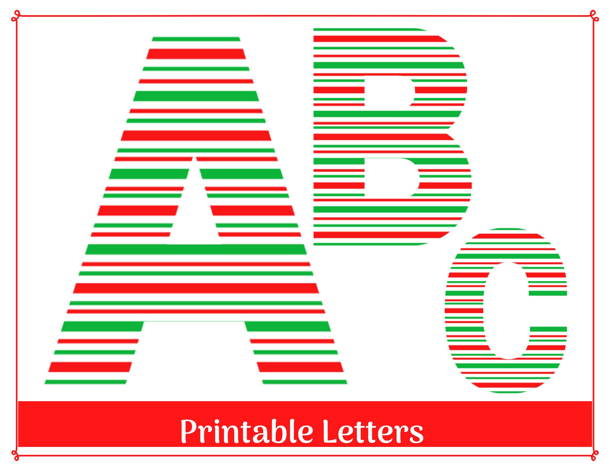 christmas striped printable alphabet letters red white green etsy canada