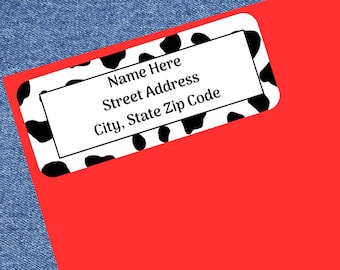 Cow Print Return Address Labels | Farm Animal Print Themed Address Labels | DIY Printable Labels | Instant Digital Download