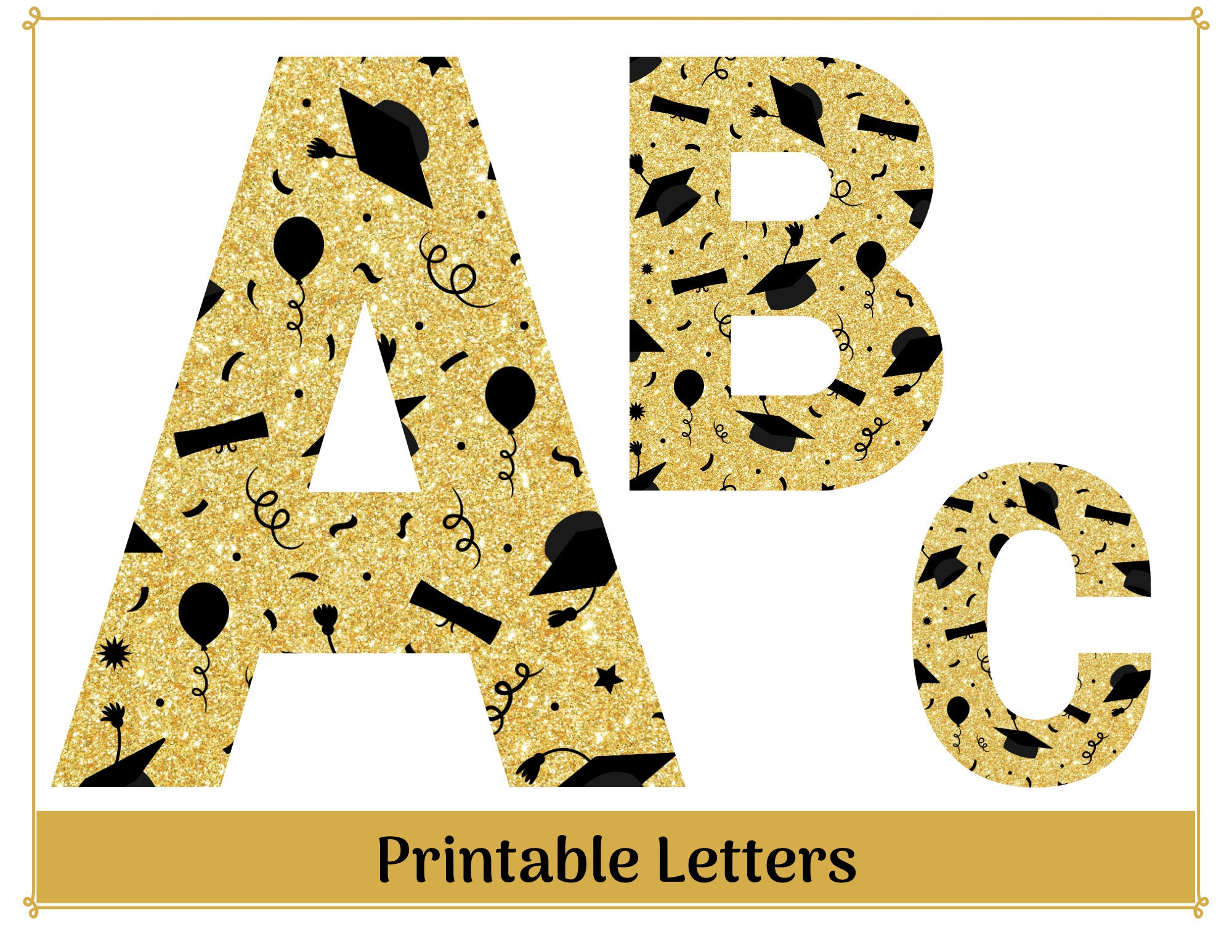 Graduation Alphabet Clip Art Letters A-Z and Numbers 0-9