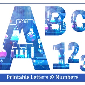 Science Chemistry Alphabet Letters & Numbers | Science Bulletin Board Letters | Chemistry and Science Clip Art