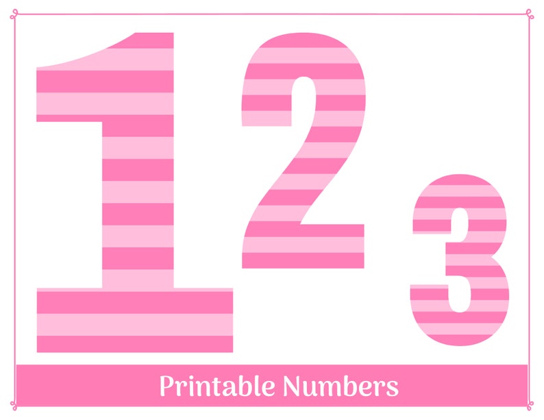 Pink Striped Clip Art Numbers 0-9 Printable &amp; Resizable - Etsy