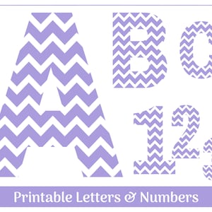Lila Chevron Alphabet Buchstaben und Zahlen | Größenverstellbare und druckbare Buchstaben | Banners - Pinnwand - Scrapbooking - Digitale Projekte