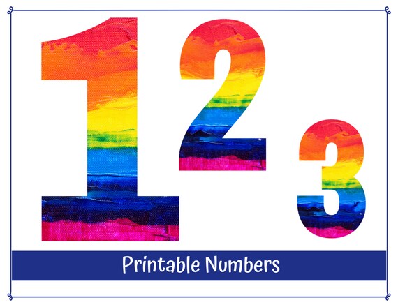 rainbow paint canvas printable numbers digital rainbow etsy israel