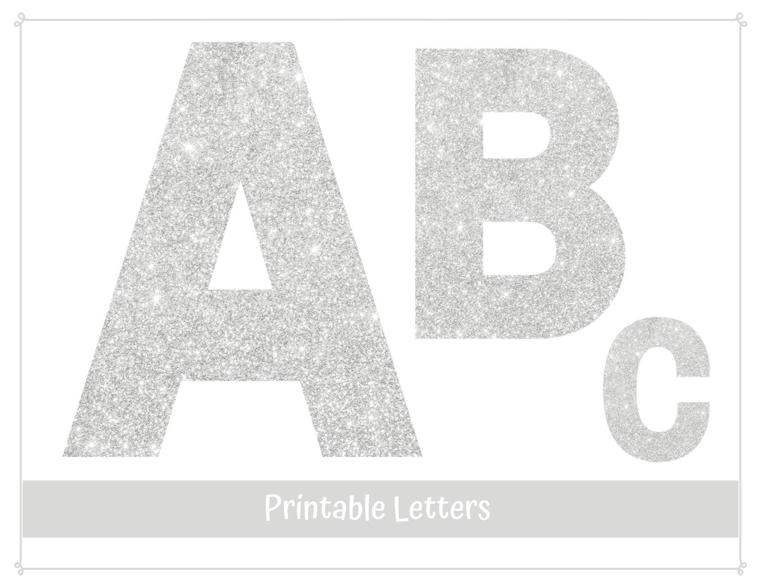 Silver Glitter Alphabet Letters & Numbers: Printable Clip Art (digital ...