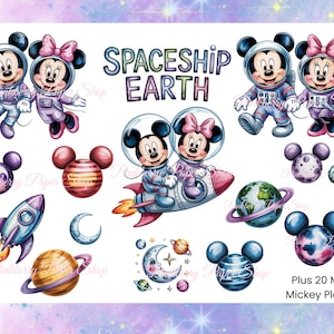 Mickey & Minnie Astronaut Clip Art: Space Theme PNG Bundle (Digital Download