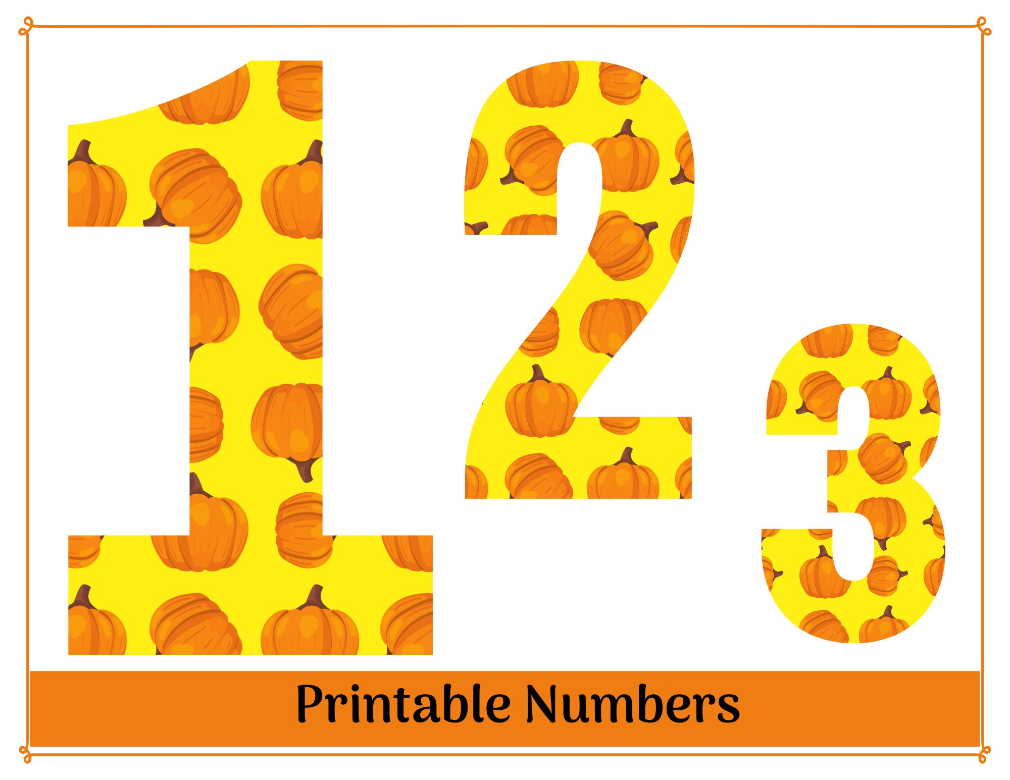 fall pumpkin numbers 0 9 clip art printable resizable etsy