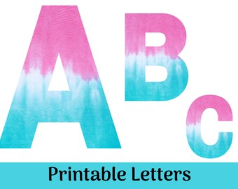pink and blue watercolor printable letters classroom etsy