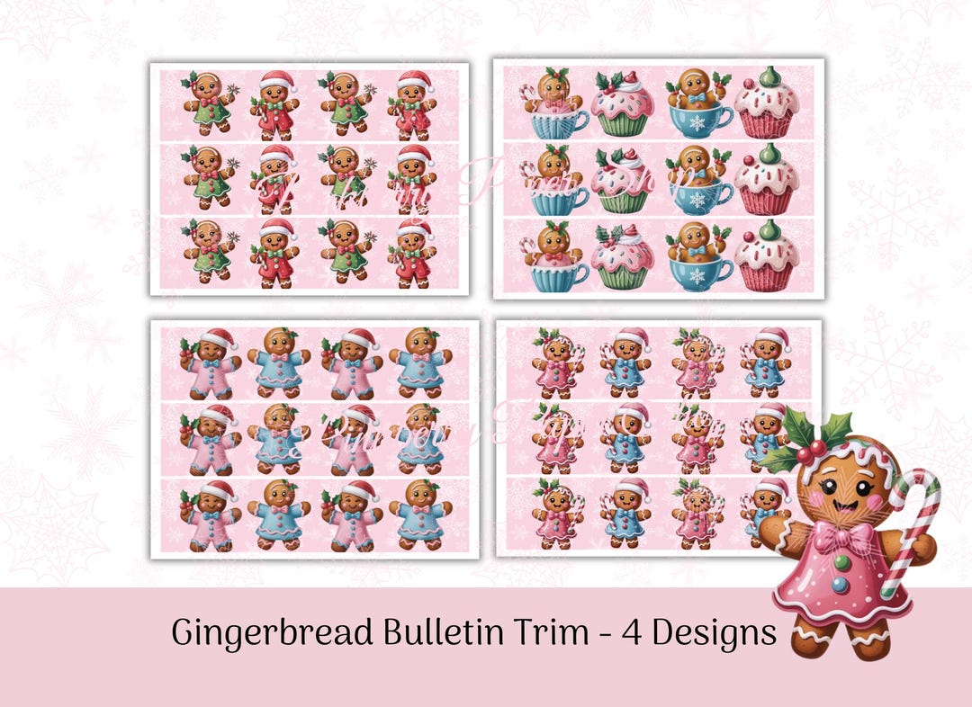 Gingerbread Bulletin Board Trim: Christmas Classroom Decor (digital ...