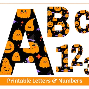 Halloween Pumpkin Alphabet Clip Art Letters A-Z, Numbers 0-9 | Printable & Resizable Letters | Banner - Bulletin Board -Sublimation Letters