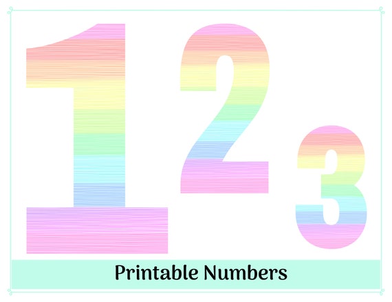 pastel rainbow numbers 0 9 clip art printable resizable etsy
