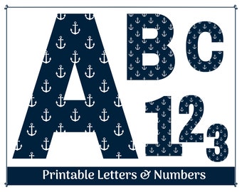 Nautical Anchor Alphabet & Numbers: Printable PNG Clipart (Digital Download)