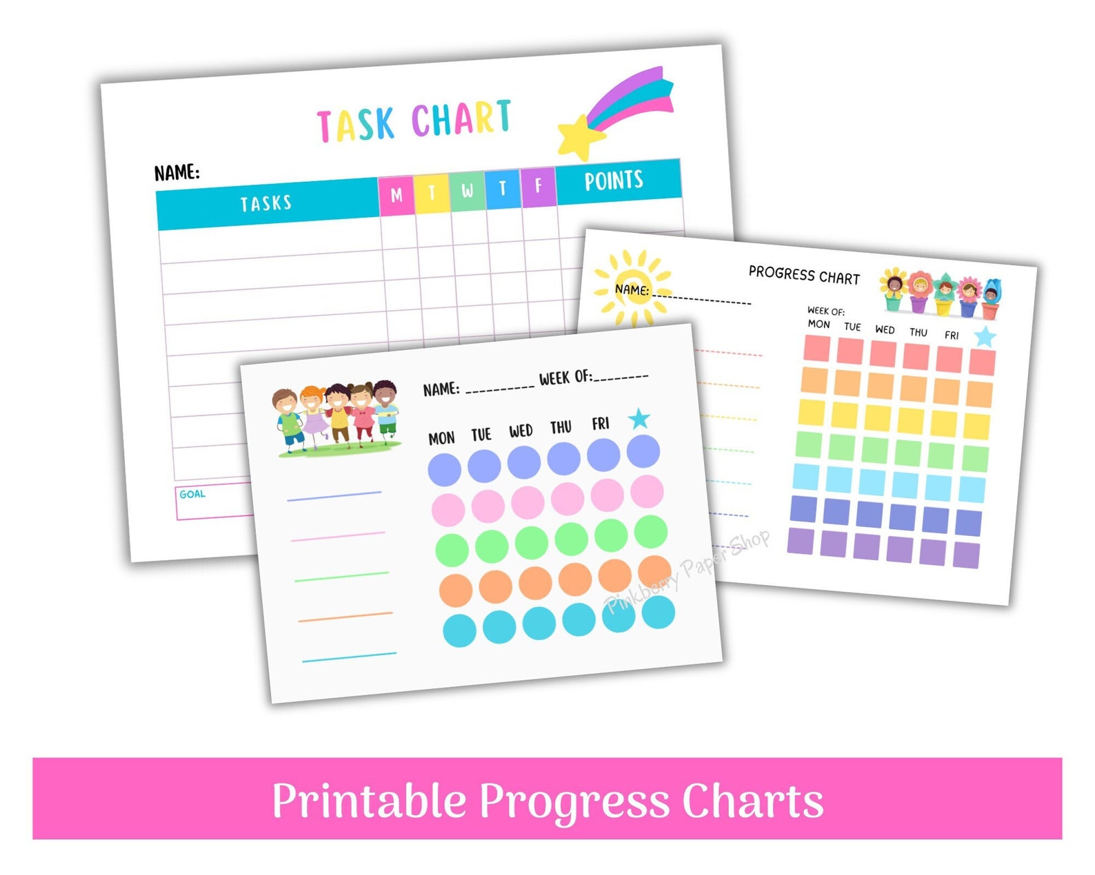 Printable Progress & Chore Charts for Children, Digital Task Charts ...