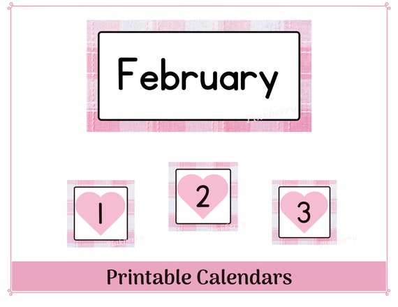 February Classroom Calendar Header and Numbers Printable & Resizable Calendar  Headers and Numbers 1-31 School Calendar - Etsy