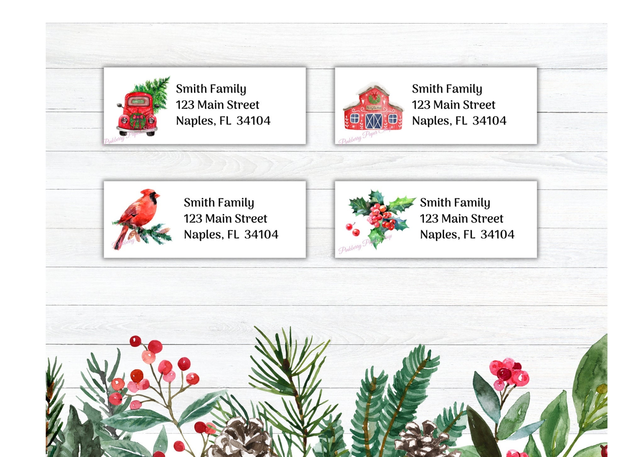 christmas holiday return address label bundle |christmas farm