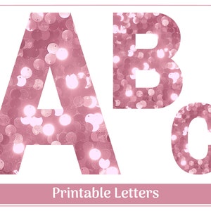 Roze sprankelende glamour-clipartletters | Hoofdletters A-Z, cijfers 0-9 | Banner, bulletinboardsets