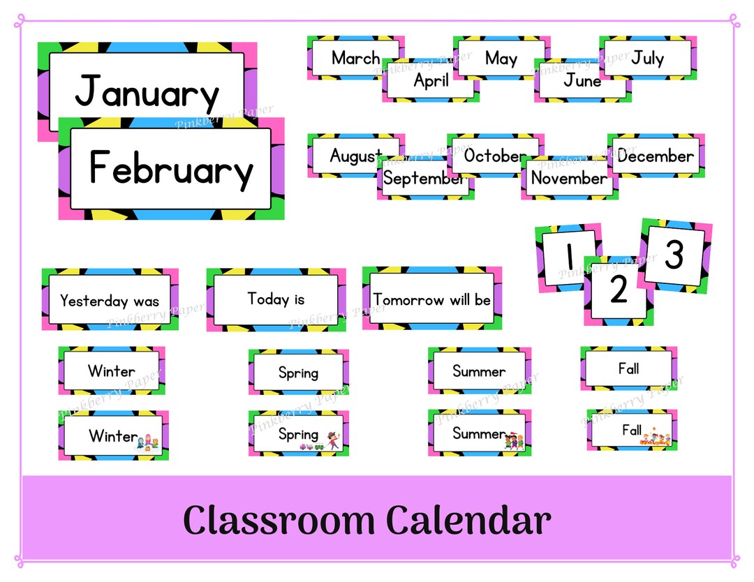 Classroom Calendar | Printable & Resizable Calendar Headers and Numbers ...