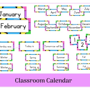 tie dye classroom calendar set printable classroom etsy