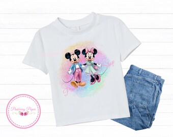 Pastel Mickey and Minnie Clipart, Watercolor Disney PNG (Digital Download)