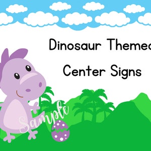 Dinosaur Themed Classroom Center Signs | Personalized Center Signs | Printable Signs | PNG File | Resizable