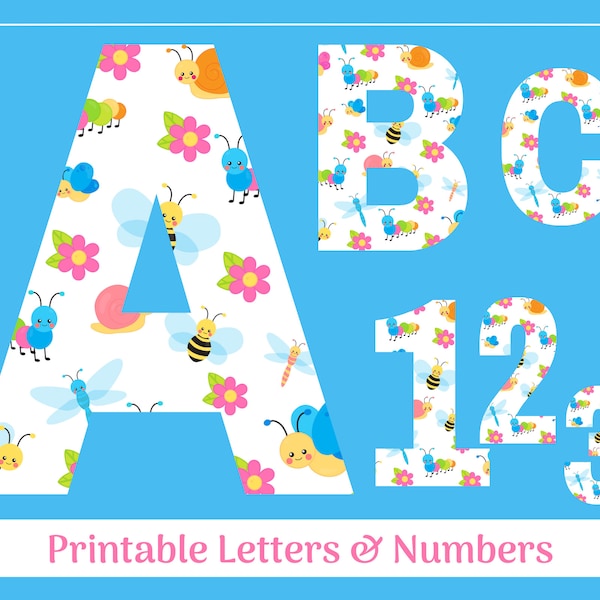 Cute Insect Letters & Numbers Clip Art | Banner Letters | Birthday Numbers | Bulletin Board Letters | Insect Party Sublimation