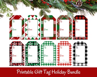 Christmas Gift Tags | Holiday Plaid Variety Pack | DIY Printable Holiday Labels