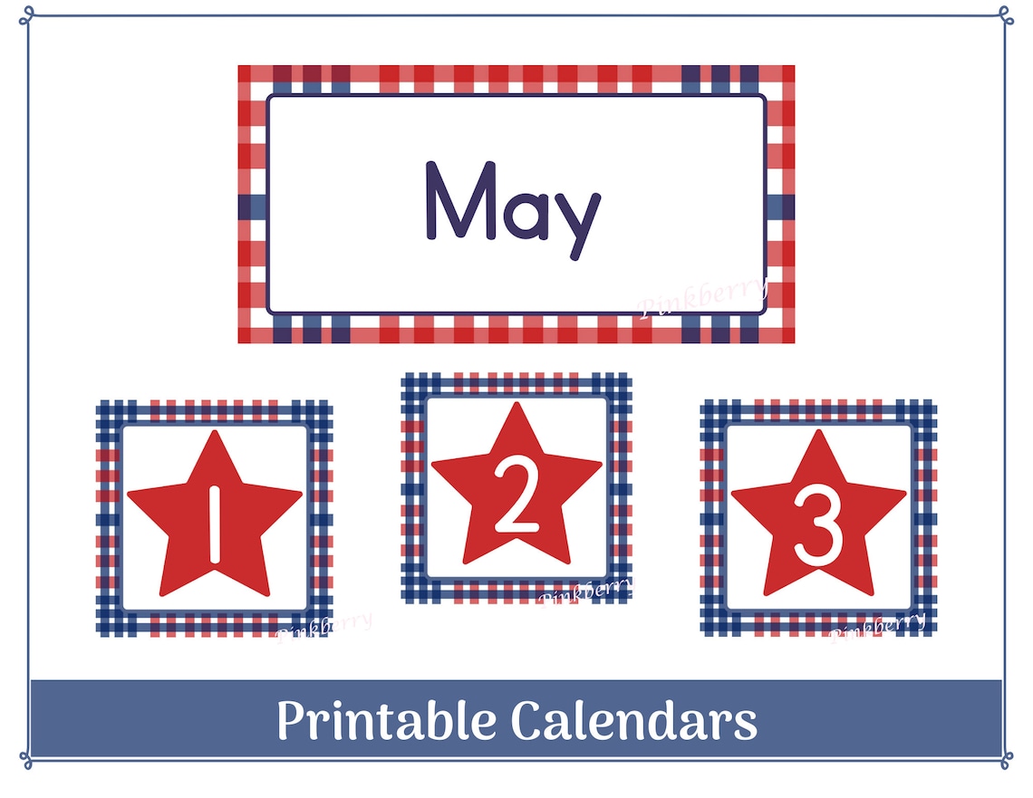 May Classroom Calendar Header and Numbers Printable & Etsy