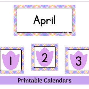 April Classroom Calendar Header and Numbers| Printable & Resizable Calendar Headers and Numbers 1-31 | School Calendar