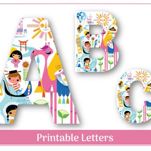 Alfabeto multicultural del mundo pequeño, letras de la A a la Z, números 0 a 9, pancarta, juego de tablones de anuncios