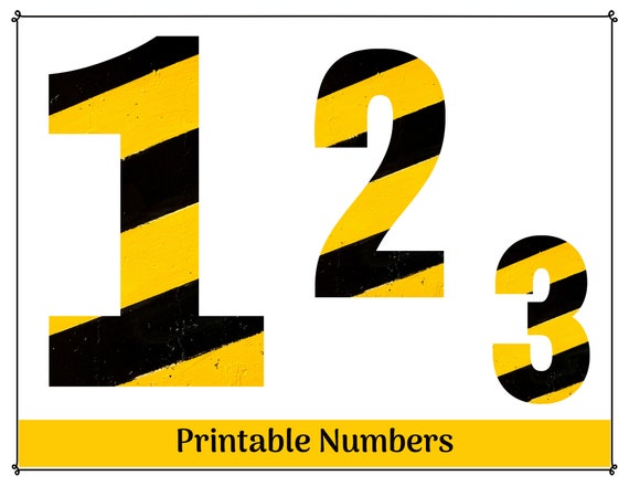 construction zone printable number clip art numbers 0 9 etsy