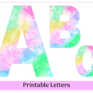 Letras del alfabeto de acuarela pastel de la A a la Z, Números 0 a 9, Pancarta imprimible, Conjuntos de tablones de anuncios, Scrapbooking y Letras prediseñadas de sublimación