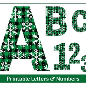 Christmas Plaid Snowflakes Bulletin Board Letters & Numbers | Uppercase A-Z and Numbers 0-9 | DIY Banner - Scrapbooking - Sublimation