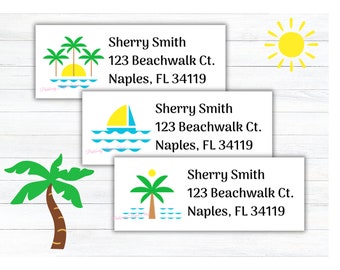 Tropical Palm Tree Return Address Labels: DIY Printable (Digital Download)