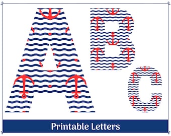 Nautical Anchor Alphabet: Printable Letters & Numbers (PNG Digital Download)
