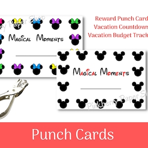Reward Punch Cards | Mickey & Minnie Reward Cards | Vacation Budget Tracker | Classroom Rewards | Budget Tracker | Printable Punch Card