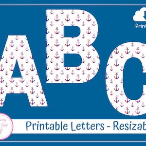 Cartas de scrapbooking com tema âncora para impressão | Cartas de quadro de avisos náutico | Download instantâneo | #L2