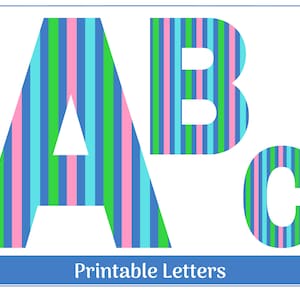 Striped Alphabet Letters & Numbers | Bulletin Board, Banner, Scrapbook Letters/Numbers