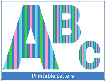 Gestreiftes Alphabet - Buchstaben und Zahlen: Clip Art zum Ausdrucken (Digitaler Download)