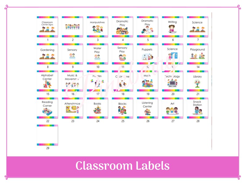 Rainbow Classroom Center Signs Preschool Centers Printable - Etsy