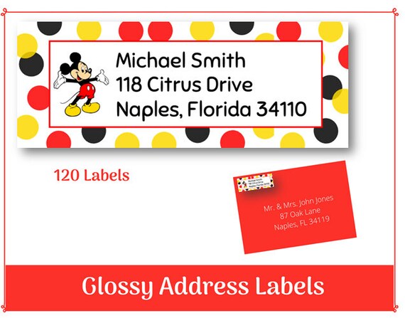 Mickey Mouse Address Labels Personalized Return Address | Etsy