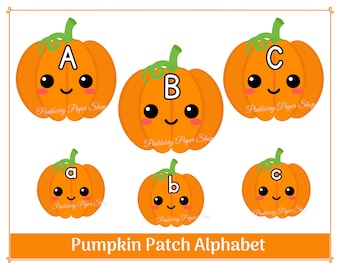 Pumpkin Alphabet Cards: Upper & Lowercase Letters (Digital Download)