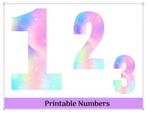 unicorn pastel rainbow numbers 0 9 number clip art digital etsy