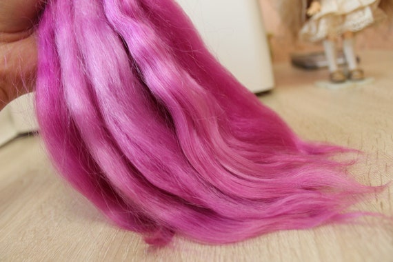 Mohair Doll hair Ombre Turquoise Pink 0.35 oz Curls for dolls Blythe BJD 8-10'' 