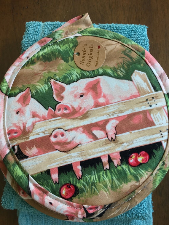 Potholder Set two Potholders and One Towel Pig Etsy