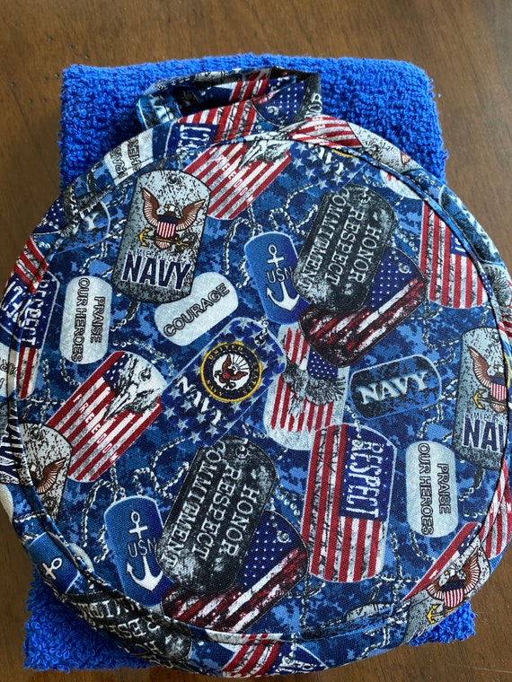 Potholder Set two Potholders and One Towel USA Navy Etsy