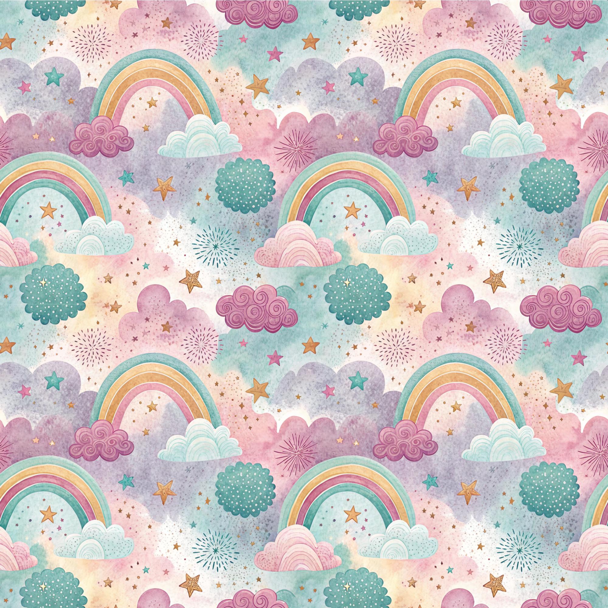 Rainbow Digital Paper: Seamless Pattern, Pastel Pink and Blue Colors ...