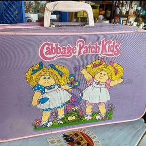 Vintage 1983 Cabbage Patch Kids Purple Suitcase, Retro 80s Decor