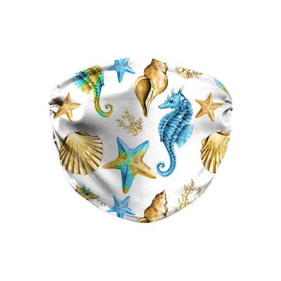 Beach Face Mask Vacation Face Mask Seashells and Starfish Etsy