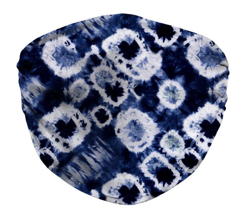 Tie Dye Face Mask Shibori Indigo Kaleidoscope Mask With Nose Wire